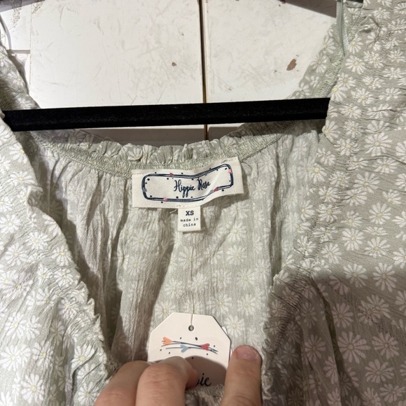 Hippie Rose Sage Green Daisy Print Matching Set Top + Skirt Size XS NWT Juniors - Picture 4 of 12